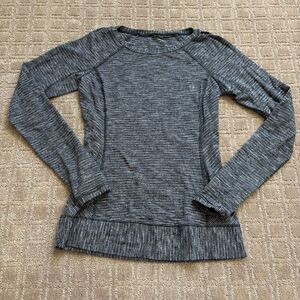 Lululemon Race Your Pace Long Sleeve Running Shirt Women's 6 Gray Black Gym Run